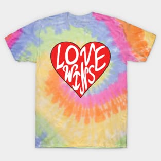 Love Wins Heart Red Valentine’s Day Hand Drawn T-Shirt